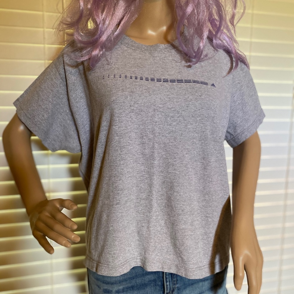 Adidas Gray Cropped Oversized Tee T-Shirt XL VGC
